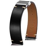 Getalia leather Watch Band Foldover Clasp Vegetable-Tanned Genuine Leather,18mm 19mm 20mm 21mm 22mm Quick Release Replacement Watch Straps for Men and Women (Black: Width-20mm)