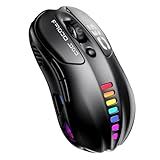 Uciefy Wireless Bluetooth Mouse, Dual Mode (BT5.1&2.4GHz) Rechargeable LED Wireless Mouse, Ergonomic Computer Mice for Laptop/PC/Mac -Black