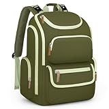 Mancro Diaper Bag Backpack for Woman, Waterproof and Lightweight Large Capacity Baby Diaper Bag, Multipurpose Travel Diaper Bag for Dads Moms,Green and Brown
