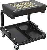 Torin TR6100W BlackJack Rolling Creeper Garage/Shop Seat: Padded Mechanic Stool with Tool Tray Storage, Black