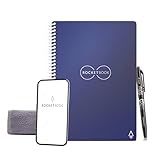 Rocketbook Core Reusable Spiral Notebook, Executive Size 6x8.8, Navy Blue - Dotted Pages, App-Connected, Erasable, Durable Cover, Ideal for School, Work, and Creative Projects
