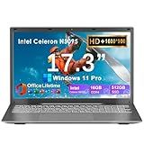 Soulgenix Laptop Computer 17 17.3 inch HD+ Display, Windows 11 Pro + MS Office for College Students Business, Intel 4-Core Celeron N5095, 16GB RAM 512GB SSD, Type-C, Backlit Keyboard, Fingerprint