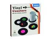 Gift Republic Retro Vinyl Coasters, Cool Drinks Coasters, Great Housewarming Gift, Music Lovers Gift idea