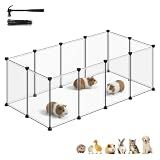 SONGMICS Pet Playpen, Clear Plastic Modular Enclosure, DIY Indoor Fence