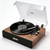 Fully Automatic Record Player with Built-in Speakers, Vinyl Record Player with Audio-Technica Cartridge, Wireless Bluetooth Input, Turntable for Home Audio, Built-in Phono Preamp, Auto-Return Function