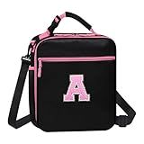 KAHEAUM Lunch Box for Women Girls Kids School Backpack Work Picnic Meal Food Cooler Bags Heated Insulated Lunch Bag, Reusable Lunch Tote Bags Water Bottle Holder Handheld Shoulder Strap Black Pink A