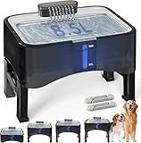UPSKY 2.25Gal Elevated Dog Water Fountain, 4 Heights Adjustable Pet Fountain for All Dog Sizes, 304 Stainless Steel Tray Indoor Cat Drinking Dispenser with Ultra-Quiet Pump & 2 Replacement Filters