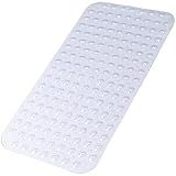 Bathtub and Shower Mats, 28 x 15 Inch Non-Slip Bath Mat, Machine Washable Bath Tub Mat with Suction Cups & Drain Holes for Bathroom, Beige