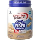 Premier Protein Powder Plus Fiber, Vanilla, 25g Protein, 7g Fiber to Support Gut Health, No Added Sugar (17 Servings)