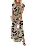 WIHOLL Cap Sleeve Crewneck Tshirts Maxi Dresses for Women 2026 Elegant Classy Floral Dress with Pockets Spring Dresses Work Teacher Outfits Vacation Resort Wear XL