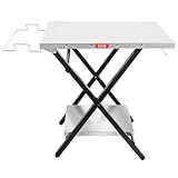 Feasto Outdoor Grill Table, Foldable Pizza Oven Stand & Griddle Stand with Garage Rack & Tissue Holder, Folding Outdoor Prep Table for Gathering and Party, 30" x 24", Stainless Steel