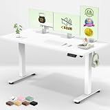 Veken 55 Inch Large Electric Standing Desk, Gaming Table, White