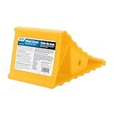 Camco Standard Wheel Chock for Trailers & RVs - Heavy Duty Trailer Wheel Chock Constructed of Durable Plastic w/UV inhibitors - for Use w/Tires Up to 26-inches - Re-Hitch in Confidence - 44412