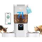 Frienhund Automatic Cat Feeder 2 Cats with Slow Feed: Dual Automatic Dog Feeder with 5G WiFi, Cat Food Dispenser with APP Control for Multiple Pets, Detachable for Easy Clean, Double Pet Bowl - 29 Cup