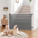 Retractable Baby Gate for Stairs, Dog Gate Indoor 55" Wide × 34" Tall Gray.