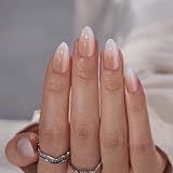 BTArtbox Press On Nails, Vanilla Cream Almond, Medium Almond, Ombre, 32Ct