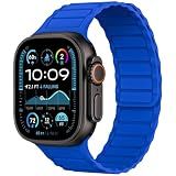 THWALK Magnetic Link Solo Loop Sport Silicone Bands Compatible with Apple Watch Ultra 3/2/1 49mm, Series 11/10 46/42mm, 9/8/7 45/41mm, SE 6/5/4 44/40mm, 3/2/1 42/38mm for Women Men (Klein Blue, 44/45/46/49mm)