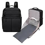 ILCOLPO Diaper Bag Backpack,Baby Bag Backpack with Changing Station,Waterproof Large Diaper Bag for Baby Boy Girls,Pañaleras Para bebe with 15 Pocket,2 Insulated Pockets,Black