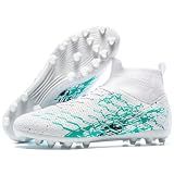 LSIDORYC Soccer Cleats Mens Womens Football Shoes Lightweight No-Tie Lacing Multi Surface Training Ankle Support for Beginners to Advanced Adult Unisex Green Size 7 Men US