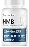 Bucked Up HMB (Beta-Hydroxy Beta-Methylbutyrate) 1500mg Per Serving, Essentials (60 Servings, 180 Capsules)