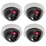 WALI CCTV Dome Fake Camera with Flashing Red Light, 4 Pack, White (SDW-4)