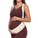 MAMODY Belly Bands For Pregnant Women Maternity Belt Pregnancy Belly Support Band Adjustable Pregnancy Belt with Back Brace Straps (Beige, Small)