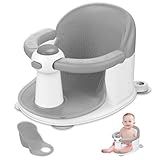 TOSGN Baby Bath Seat for Babies 6 Months & up, Soft Cushion, Non-Slip Baby Bath Seat, Safe & Comfortable Baby Bath Support, for Bathtub/Living Room/Shower Room (Grey)