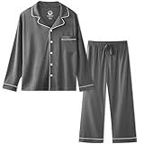 BAMBOO COOL Mens Pajama Set Bamboo Viscose Cotton Soft Lightweight Loungewear Sleepwear Long Sleeve and Pants with Pockets