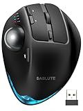 SABLUTE Ergonomic Wireless Trackball Mouse, Adjustable 0°/18° Angle, Thumb Control, Quiet Clicks, 3 Multi-Device Bluetooth & USB Receiver, Rechargeable Mouse for Office, Windows Mac