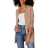 Amazon Essentials Women's Lightweight Long Sleeve Open-Front Cardigan Sweater (Available in Plus Size), Camel Heather, Medium