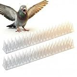 KraAra Bird & Animal Deterrent Spikes, 6 Packs Outdoor Plastic Spike Strips for Roof, Ledges, Fence, Walls & Railing, Humane Squirrel, Raccoon & Pigeon Barrier, 6 FT Coverage, White