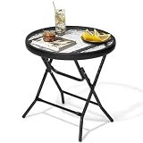JOINHOM Outdoor Side Table, Small Patio End Table, Black