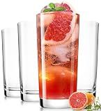 Drinking Water Glass Cups Set,Crystal Highball Glasses cups set of 4,16oz