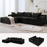 Korser 110" Sectional Couches for Living Room, Modular Sectional Sofa with L-Shape Chaise, Cloud Couch, Comfy Corduroy Fluffy Couch with Deep Seat and Side Pockets, No Assembly Required