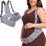 QEESMEI Belly Bands for Pregnant Women, Pregnancy Belly Band with Adjustable Support Brace Straps, Adjustable Maternity Belt for Abdomen, Waist and Back Support (Gray,L)