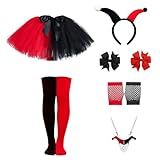 FEBALHS Halloween Costumes for Girls,Children's Cosplay Costumes, Tulle Skirt with Hair Bow, Mesh Gloves, Necklace, Headpiece