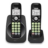 VTech 2-Handsets Cordless Phone with DECT 6.0, Full-Duplex Speakerphone, Lighted Display, Backlit Keypad, Caller ID/Call Waiting, Volume Control, Hearing Aid Compatible, Wall Mount | VG131-21 (Black)