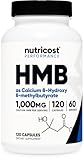 Nutricost HMB (Beta-Hydroxy Beta-Methylbutyrate) 1000mg (120 Capsules) - 500mg Per Capsule, 60 Servings - Gluten Free and Non-GMO