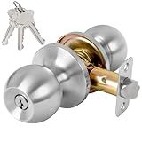 RAFECIEE Keyed Entry Door Knob with Lock and Key, Exterior and Interior Door Lock for Bedroom, Entry Door Handle for Front Door，Satin Nickel