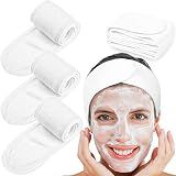Whaline Spa Headband 4 Pcs White Makeup Hair Band Facial Head Wrap Hair Tie
