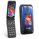 Schok 4G Flip Phone Unlocked, 3.2" Dual Screen Flip Phones for Seniors & Kids, Burner Phone for Travel,AT&T/T-Mobile Compatible, Big Button, Replaceable Shells (Blue/Red)
