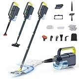 LABIGO 10-in-1 Steam Mop with Detachable Handheld Steamer, 350ml Tank, 10s Heat-Up, 248°F Steam Cleaner, 2-Level Control and Swivel Head for Floors, Carpets, Tiles, BBQ grill Multi-Surface Dark Grey