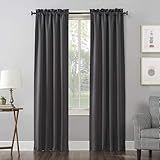 Sun Zero Easton Energy Saving Blackout Rod Pocket Curtain Panel, 40" x 84", Charcoal Gray
