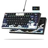 Womier SK80 75% Keyboard with Color Multimedia Display Mechanical Gaming Keyboard Creamy Sound, Wired Hot Swappable Gasket Mount RGB Custom Key Board, Pre-lubed Stabilizer for Mac/Win, Black Kanagawa