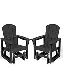 SERWALL HDPE Outdoor Glider Set of 2, All-Weather Patio Glider Rocker