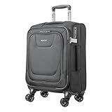 Amazon Basics 20" Carry-On Luggage, Softside Suitcase With TSA Lock, 8 Spinner Wheels, Telescoping Handle, Front Exterior Pocket, 3 Interior Pockets, Black