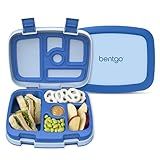 Bentgo Kids Bento-Style 5-Compartment Leak-Proof Lunch Box - Ideal Portion Sizes for Ages 3 to 7 - Durable, Drop-Proof, Dishwasher Safe, PFAS & BPA-Free & Made with Food-Safe Materials (Blue)
