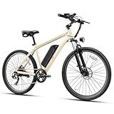 Jasion EB5 Electric Bike for Adults with Peak 1000W Brushless Motor, 40Miles 20MPH Commuting Electric Mountain Bike with 500Wh Removable Battery, 7-Speed, 26" Tires and Front Fork Suspension