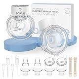 ANWIKE Hands Free Breast Pump Ultra-Light 230g, Wearable Breastfeeding Pump Portable for Travel and Work, Low Noise, Ergonomic 135° Flange, 9 Levels 4 Modes with 19/21mm Flange Inserts (Black 2 Pack)