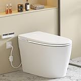 LOUPUSUO Smart Toilet with Auto-Open/Close Lid & Remote Control, Tankless Toilet Heated Seat for Bathrooms, Multiple Cleaning Modes, Foam Shield, Ambient Lighting, Aromatic Spray, Blackout Flush